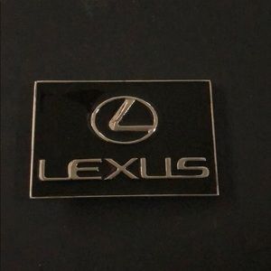 Novelty logo belt buckle.